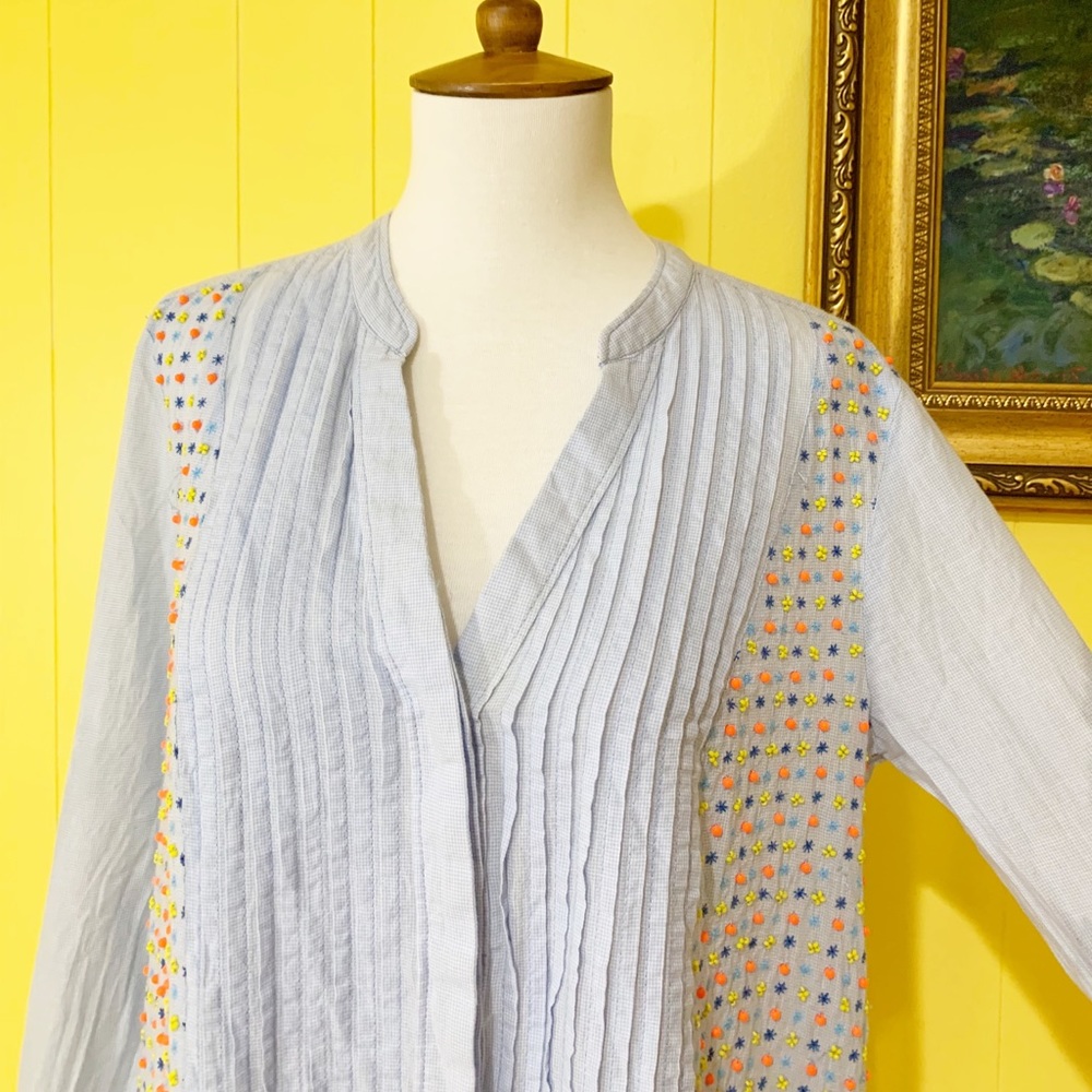 Anthropologie holding horses baby blue blouse
